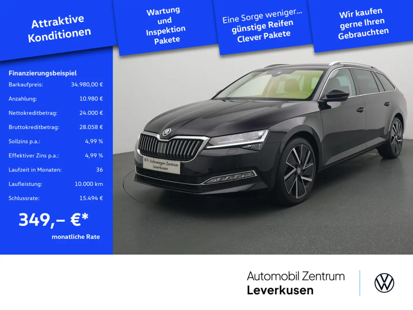 Skoda Superb Combi DSG STANDHZ AHK NAVI VIRT KAM Schwarz - 1