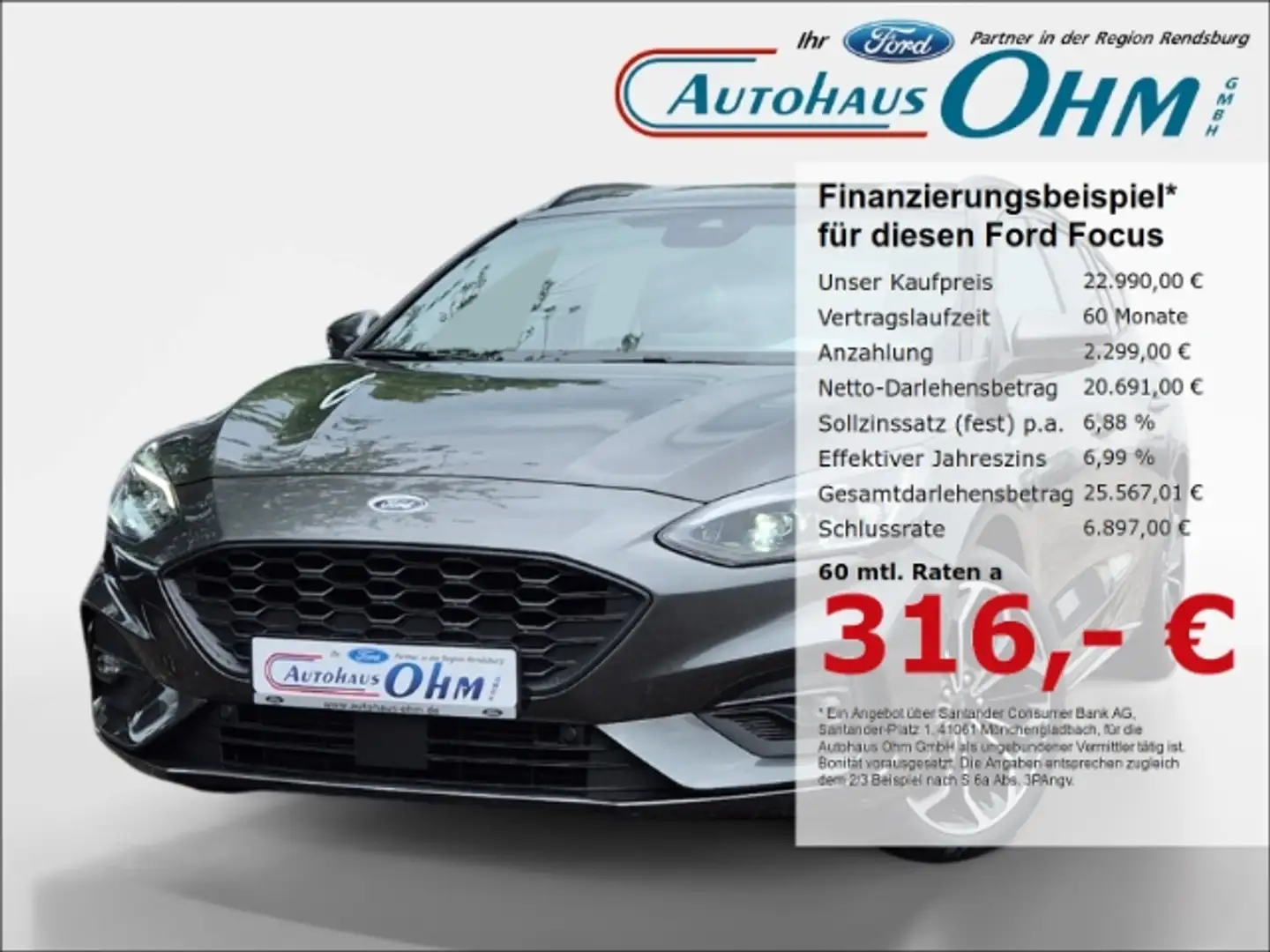 Ford Focus Turnier ST-Line X 1.5 EcoBoost - LED - AUTOMATIK - Grau - 1