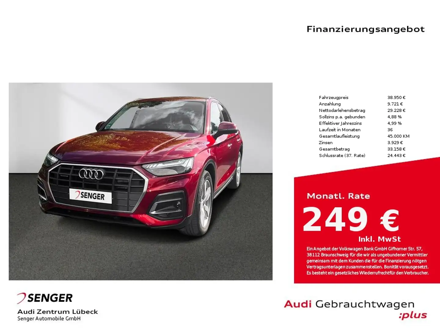 Audi Q5 50 TFSI e quattro S tronic Nav Matrix Luftfe. Rot - 1