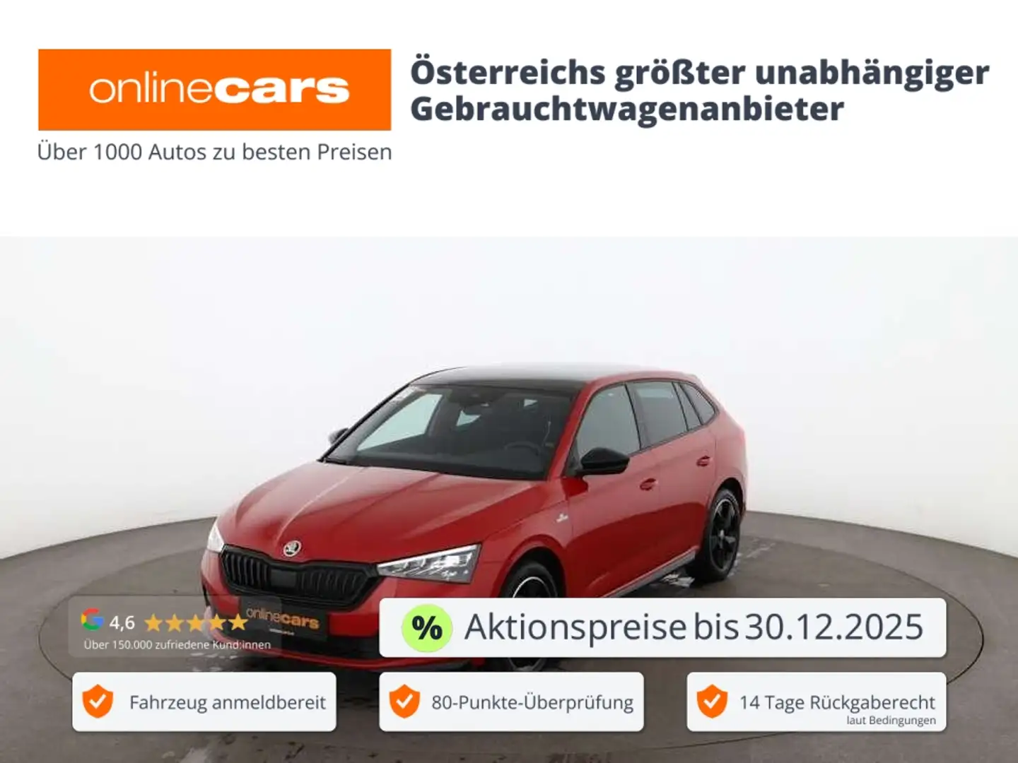 Skoda Scala 1.6 TDI Monte Carlo Aut LED SKY RADAR NAVI Rot - 1