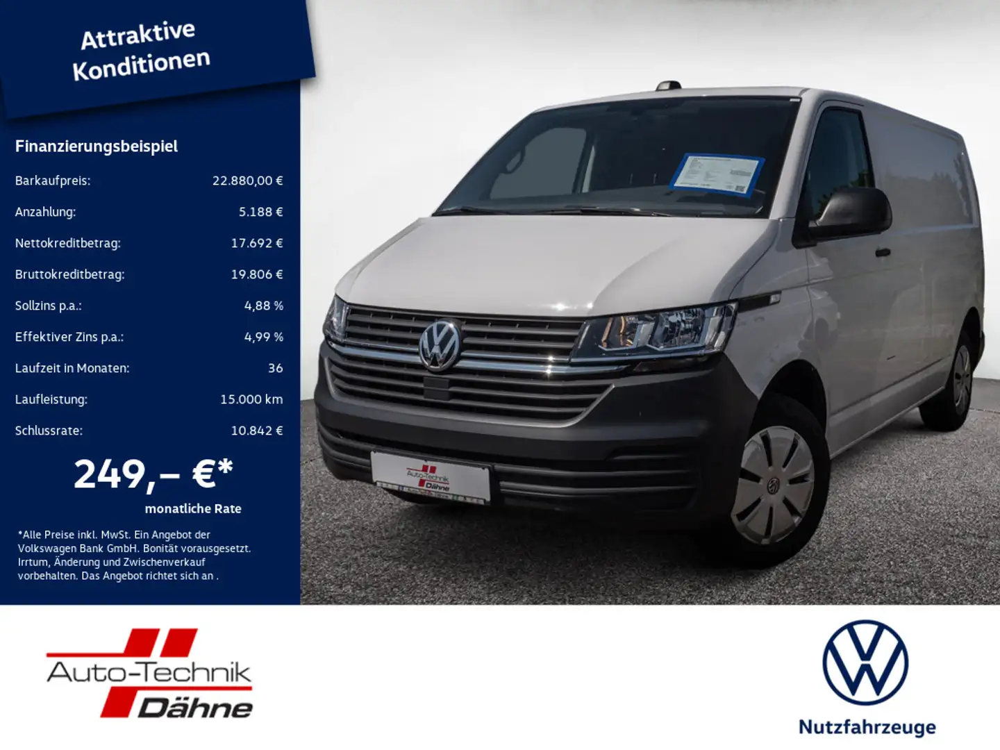 Volkswagen T6.1 Kasten 2.0 TDI KLIMA RÜCKFAHRKAMERA NAVI Wit - 1