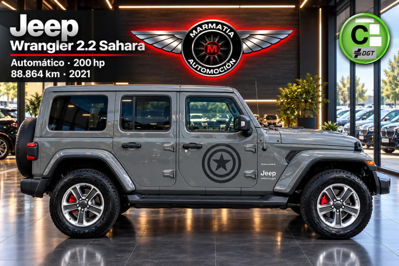 Jeep Wrangler Unlimited 2.2CRD Sahara 8ATX Gris - 2