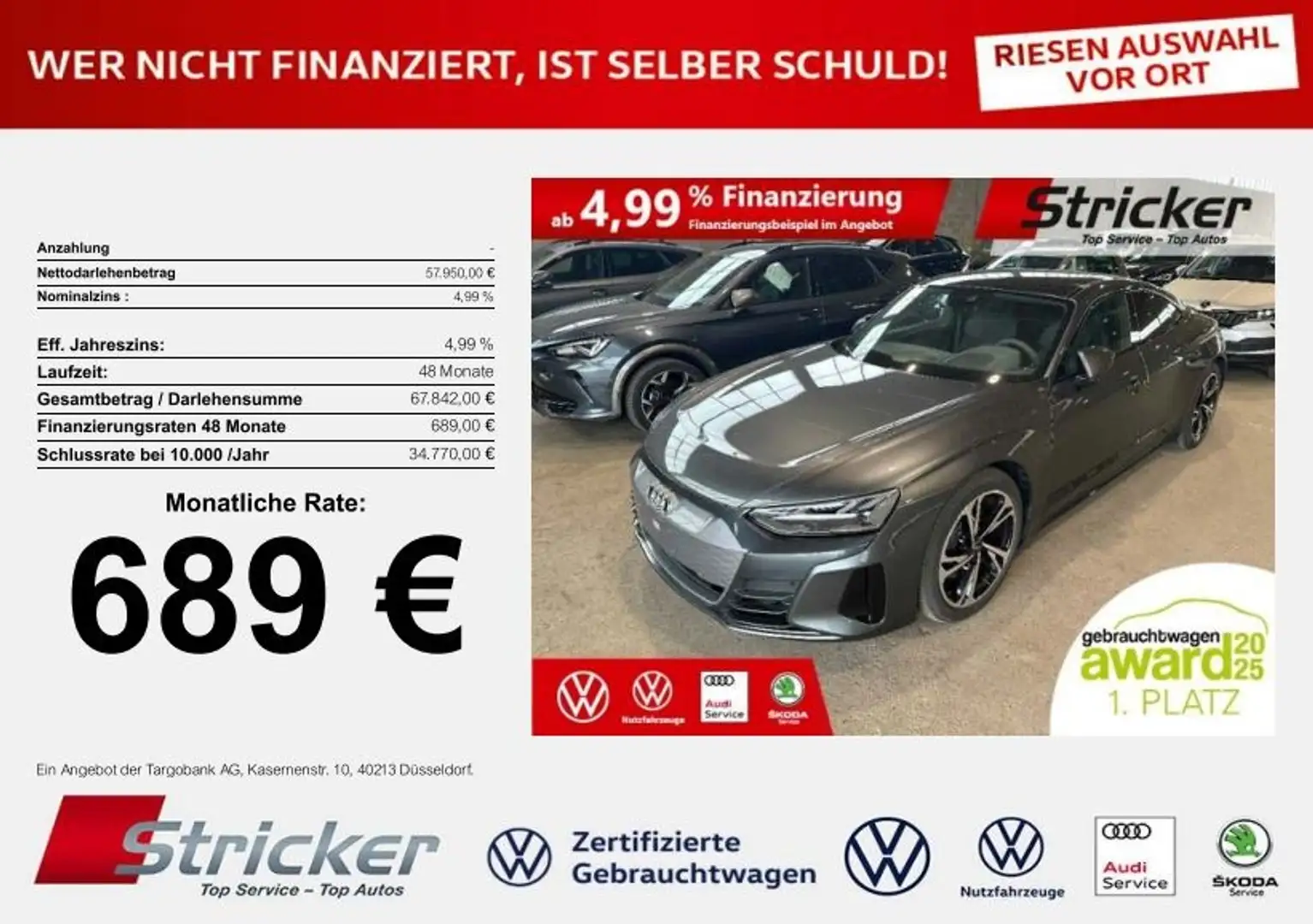 Audi e-tron GT quattro 689,-ohne Anzahlung Luft Pano Silber - 1