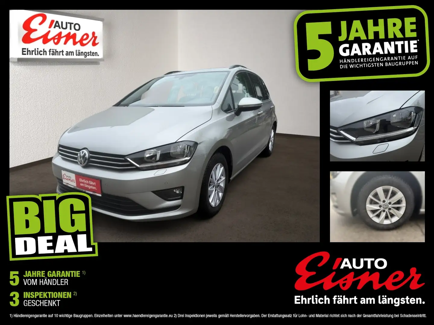 Volkswagen Golf Sportsvan Comfortline 1.6 BMT TDI ABS ESP Silber - 1