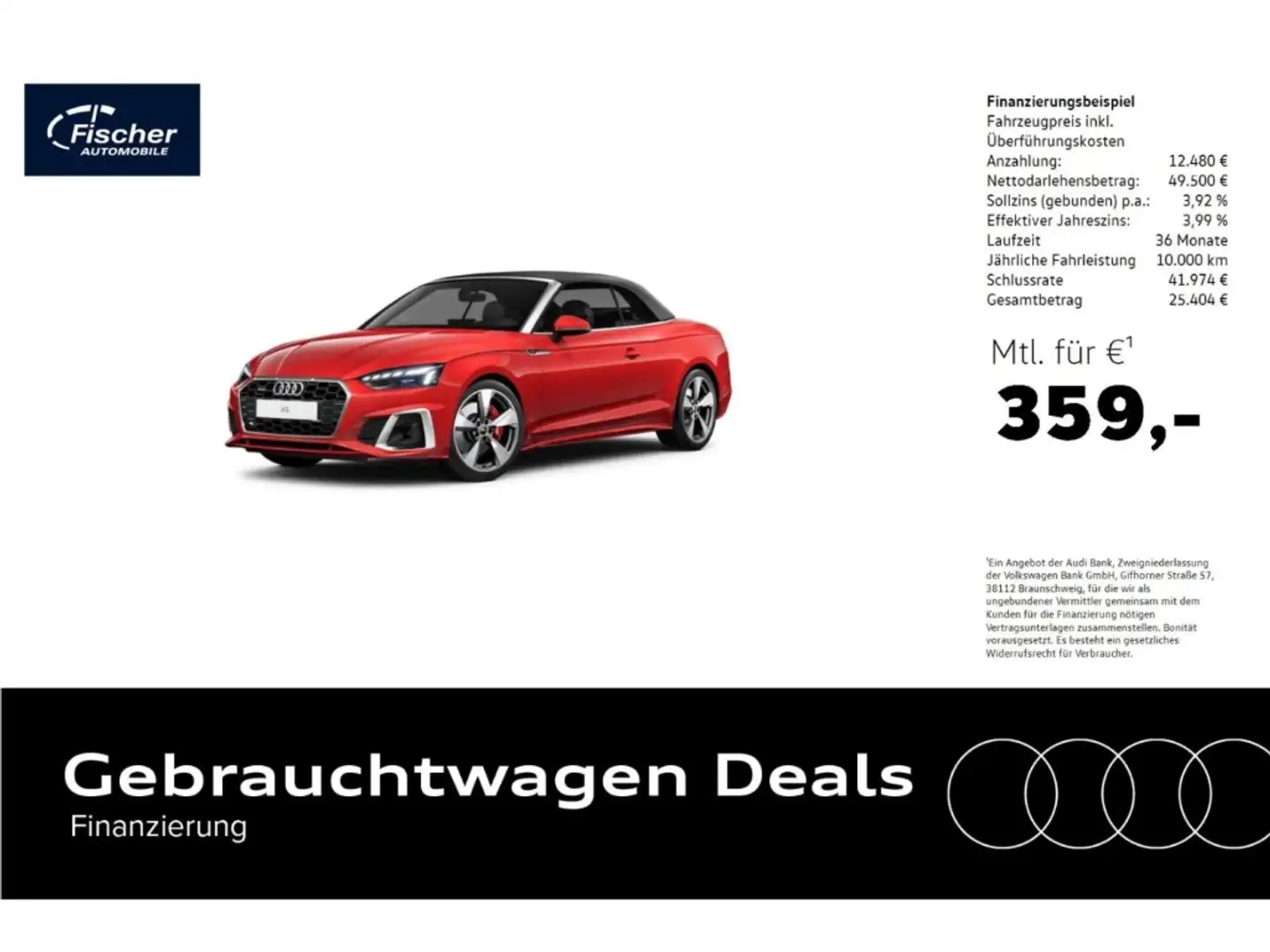 Audi A5 Cabriolet 45 TFSI quattro S line Rot - 1