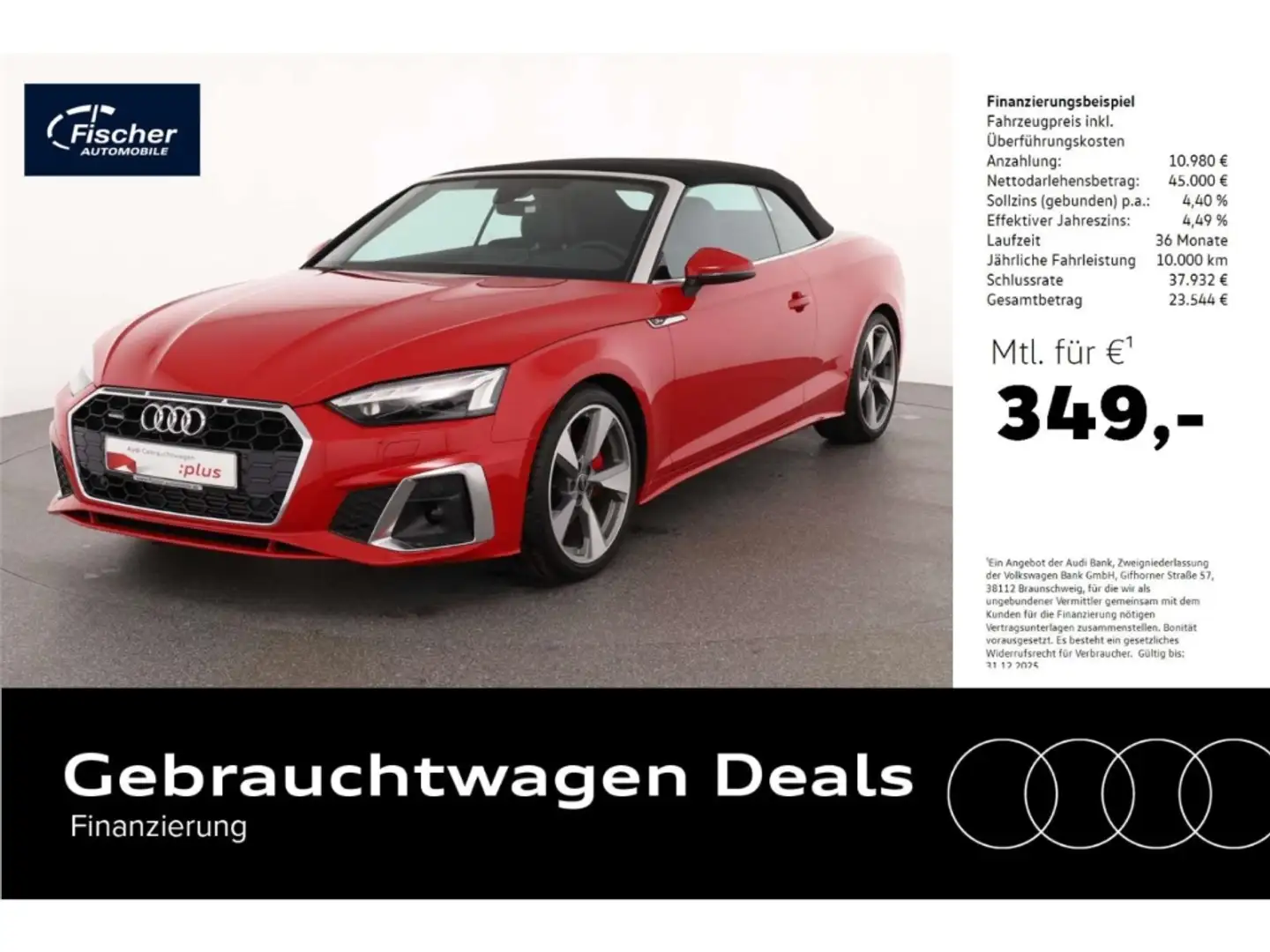 Audi A5 Cabriolet 45 TFSI qu S line AHK/HUD/NAV/19'' Rot - 1