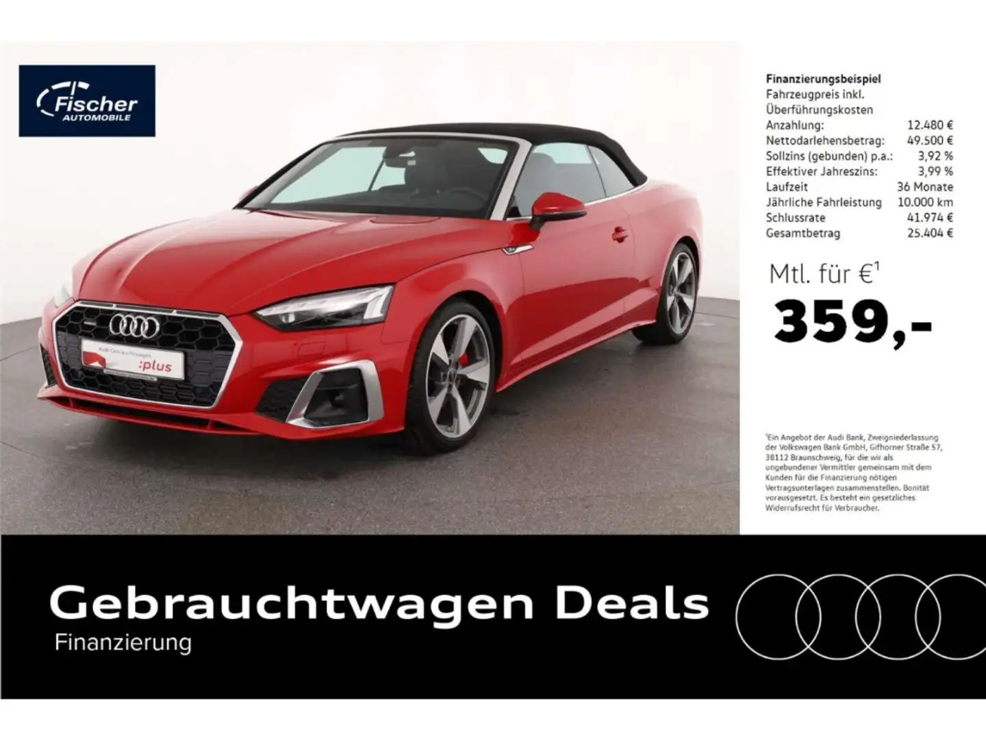 Audi A5 Cabriolet 45 TFSI qu S line AHK/HUD/NAV/19'' Rot - 1