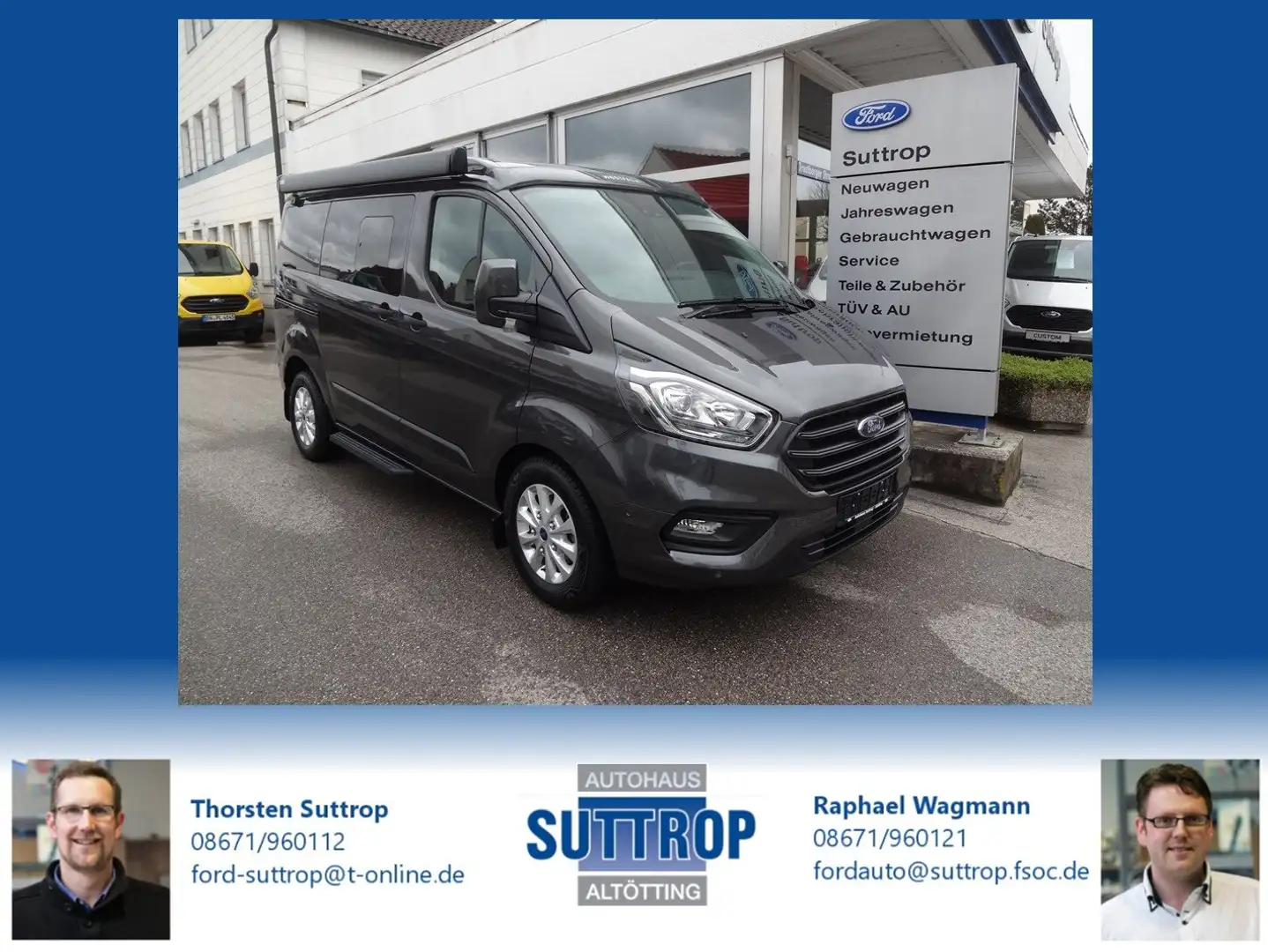 Ford Transit Custom 320 L1H1 Nugget Aufstelldach Sofort verfügbar! Grau - 1