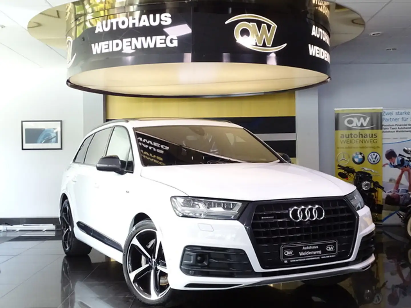 Audi Q7 50 TDI quatt SLine Pano Matrix 360Cam 7Sitzer Blanc - 1