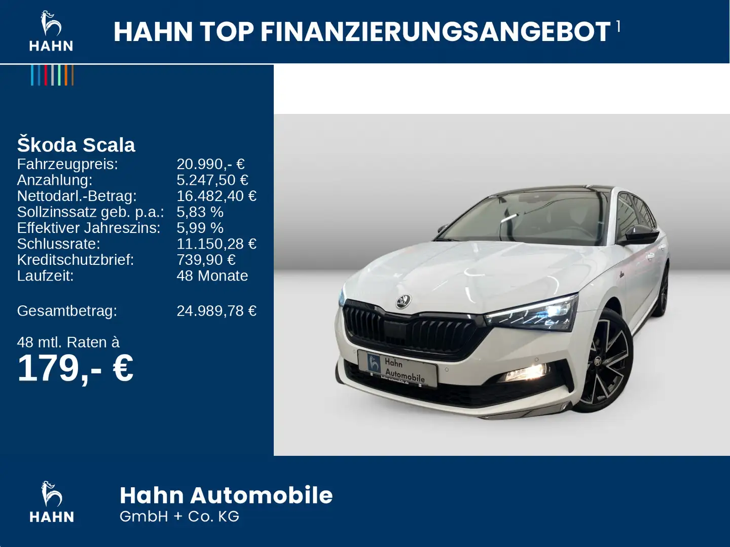 Skoda Scala 1.5TSI DSG Monte Carlo LED Navi APP Pano Weiß - 2