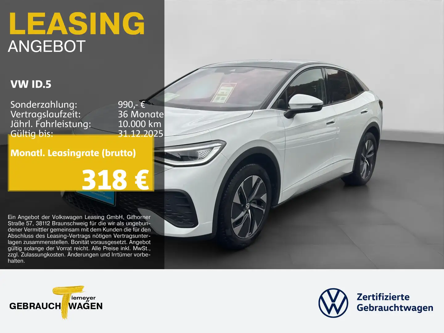 Volkswagen ID.5 PRO 286PS AHK MATRIX NAVI WÄRMEPUMPE Weiß - 1