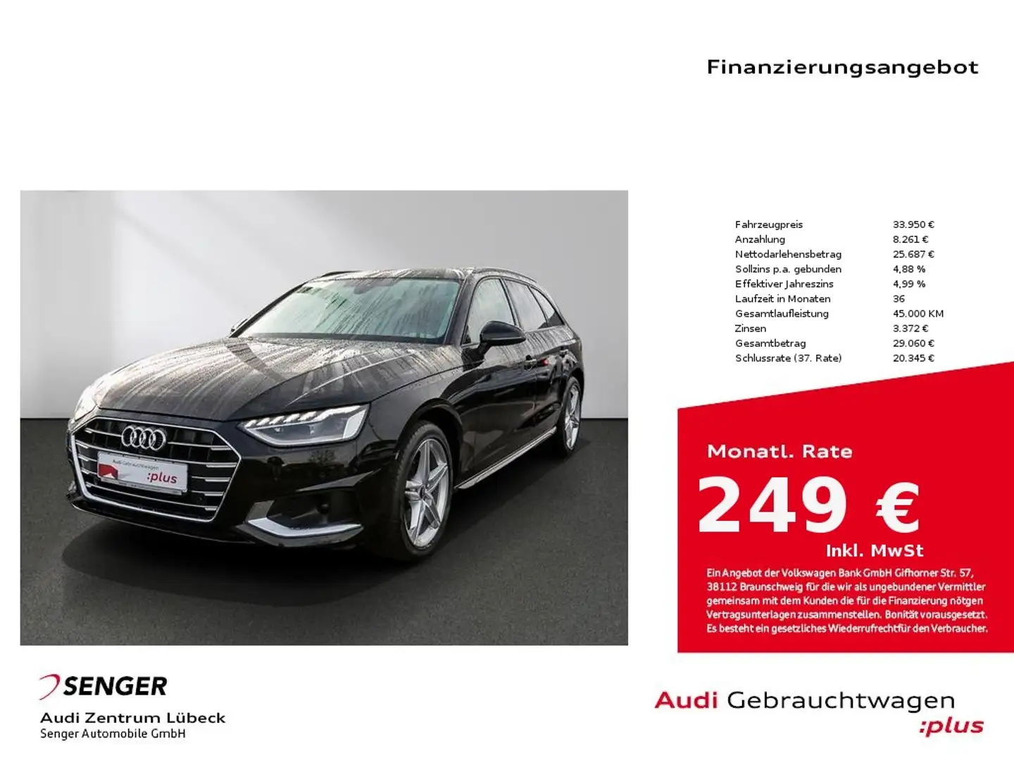 Audi A4 Avant 35 TDI advanced Navi Virtual-Cockpit Schwarz - 1