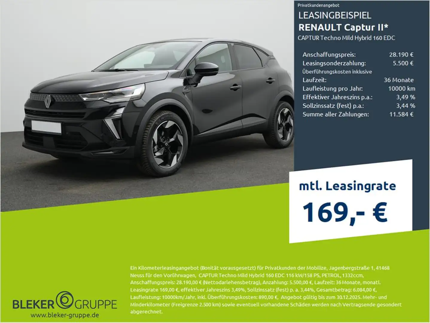 Renault Captur Techno Mild Hybrid 160 EDC Zwart - 1