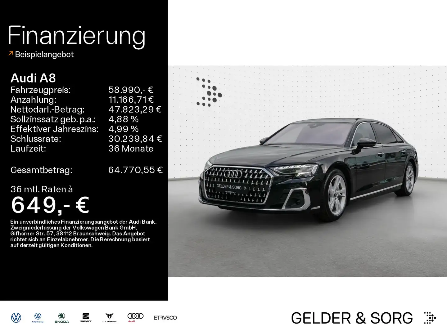 Audi A8 L 55 TFSI qu. AIR*B&O*Massage*HuD*Virt.*Pano* Schwarz - 1