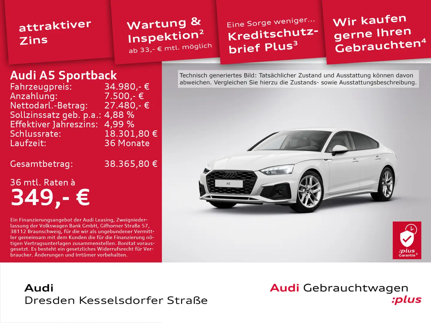 Audi A5 35 TDI S-Line Business Kamera LED Weiß - 1