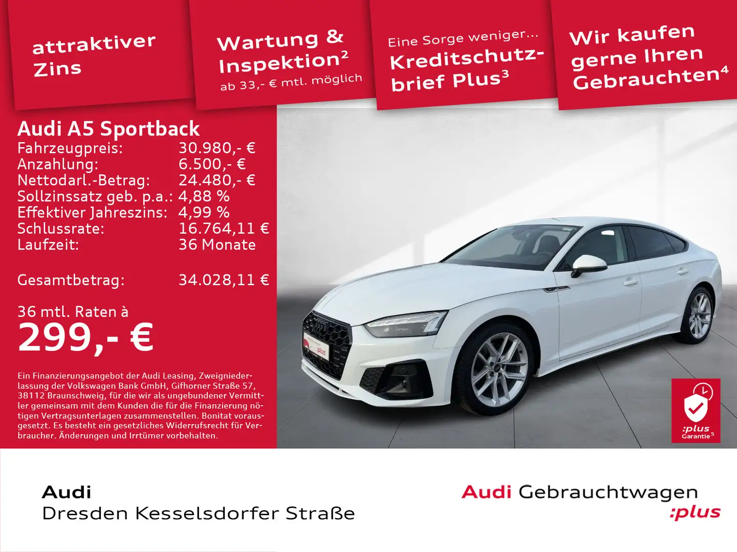 Audi A5 35 TDI S-Line Business Kamera LED Weiß - 1
