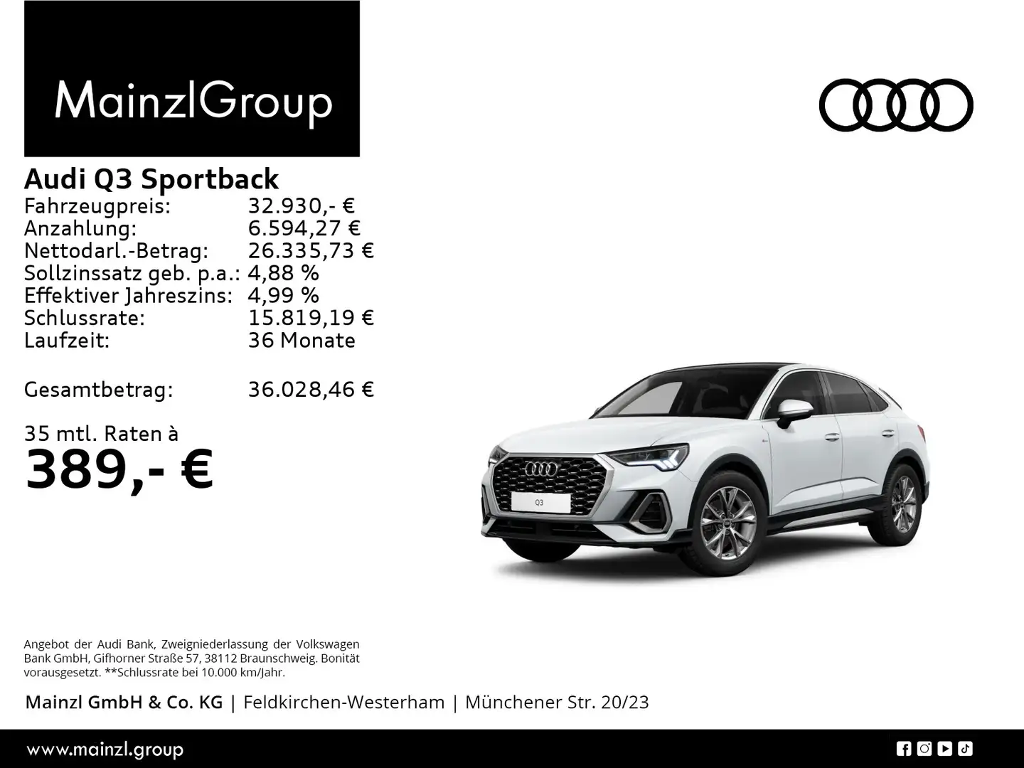 Audi Q3 35 TFSI S tronic S line LED Pano Weiß - 1