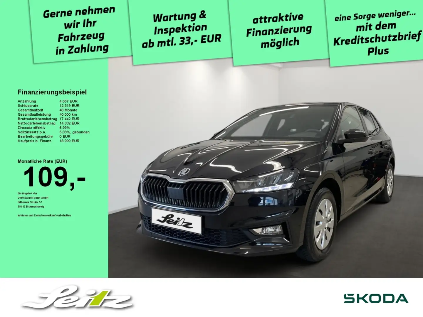 Skoda Fabia 1.0 TSI Selection *LED*PDC*SMART LINK*SITZH* Negro - 1