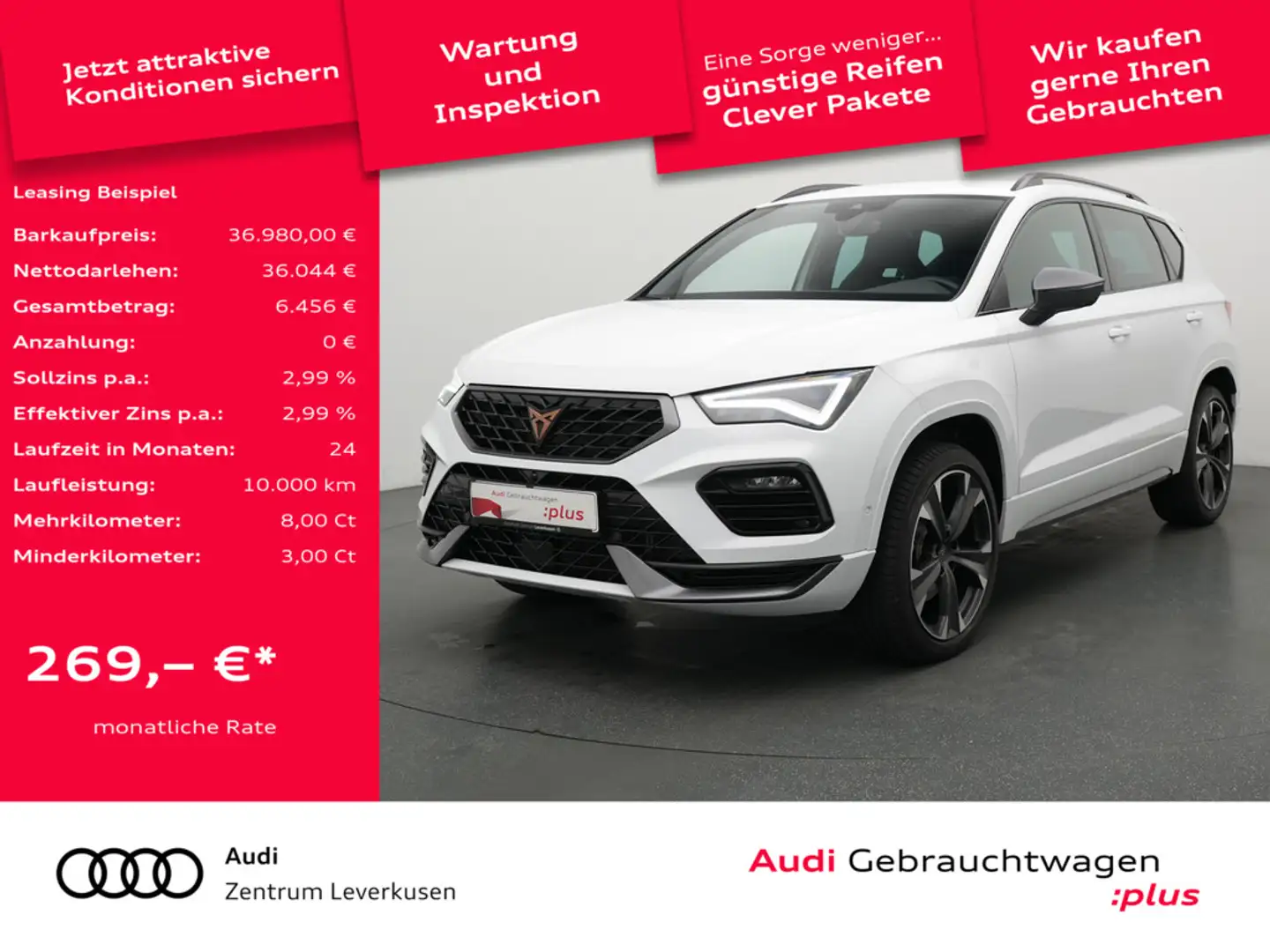 CUPRA Ateca 4Drive DSG AHK ACC NAVI VIRT KAM LEDER Weiß - 1