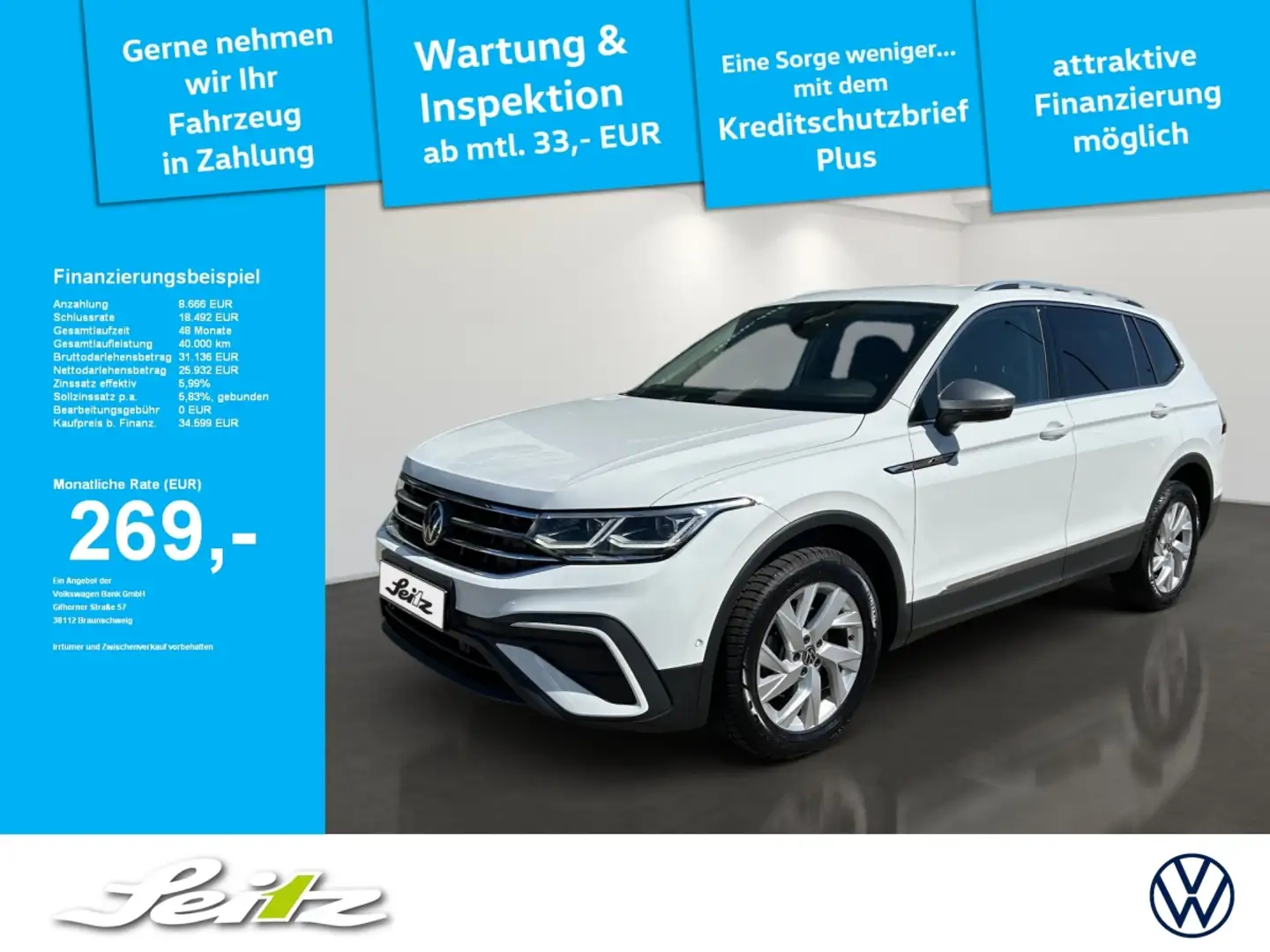 Volkswagen Tiguan Allspace 2.0 TDI 4M Life *AHK*MATRIX*KAMERA*NAVI* Wit - 1
