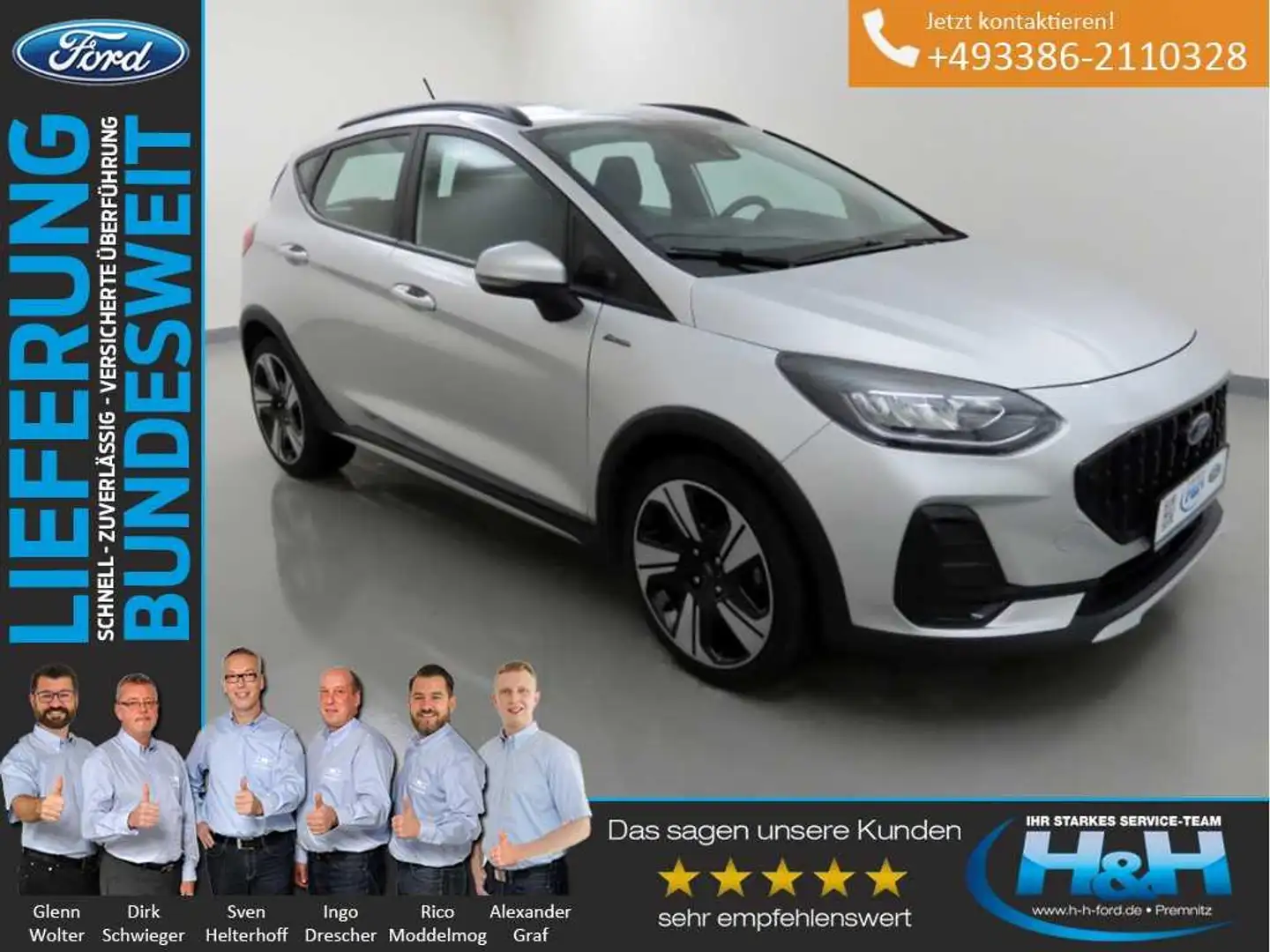 Ford Fiesta 1.0 M-Hybrid Aut. Active AHK+LED+DAB Silber - 1