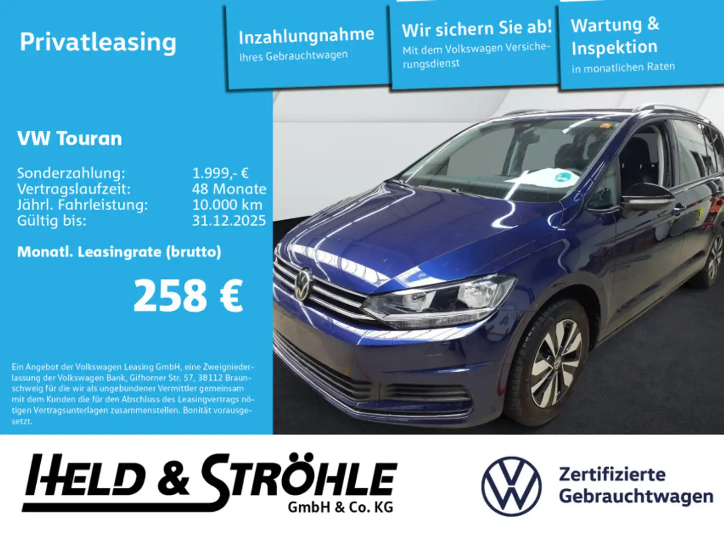 Volkswagen Touran GOAL 1.5 TSI NAV KAM 7S PDC SHZ DAB+ ACC Blu/Azzurro - 1