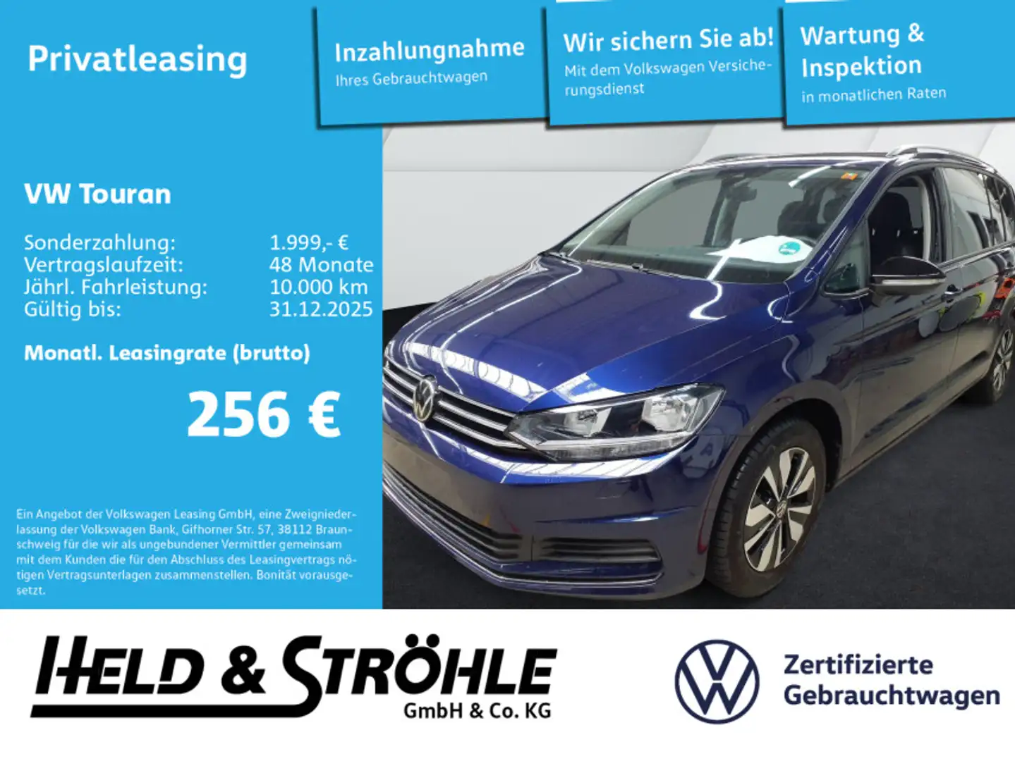 Volkswagen Touran GOAL 1.5 TSI NAV KAM 7S PDC SHZ DAB+ ACC Azul - 1