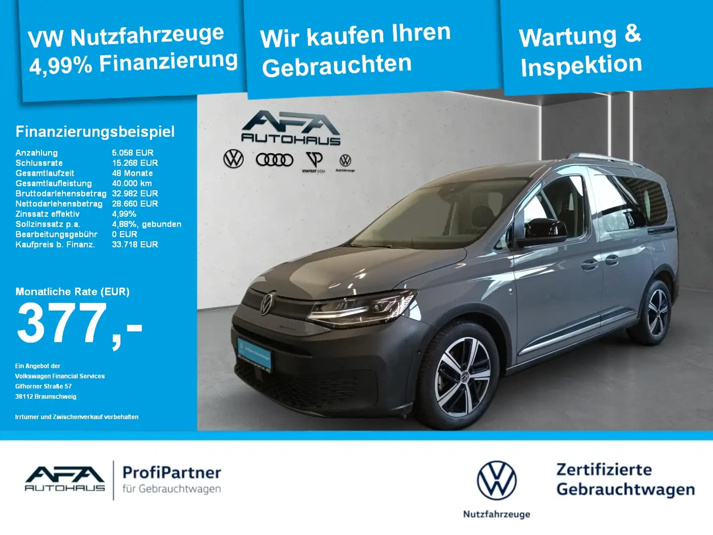 Volkswagen Caddy PanAmericana 2.0 TDI DSG LED*Navi*AHK Grijs - 1