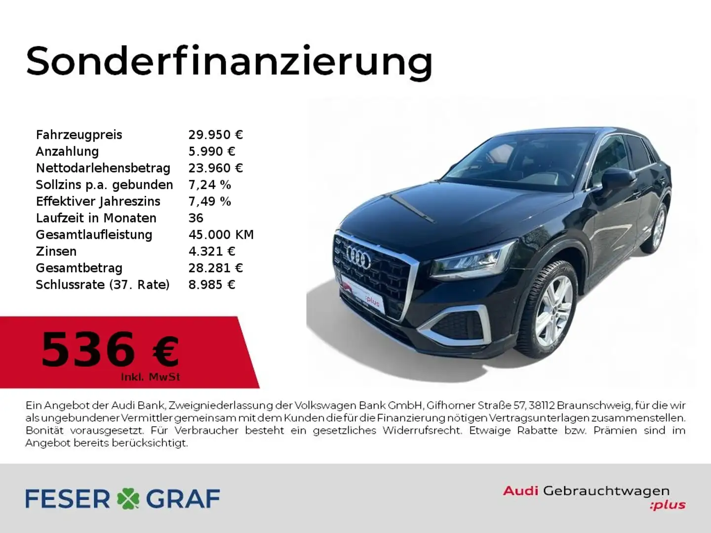 Audi Q2 Advanced 35 TFSI S-tronic LED/Kamera/PDC+/CarPlay/ Schwarz - 1