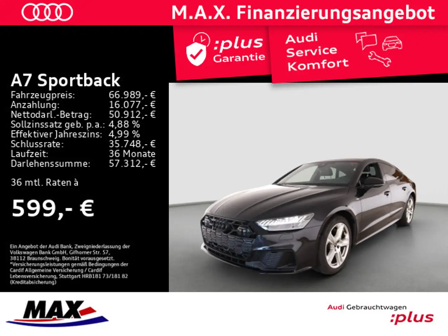 Audi A7 50 TDI quattro MATRIX LED+PANO+AHK+ Schwarz - 1