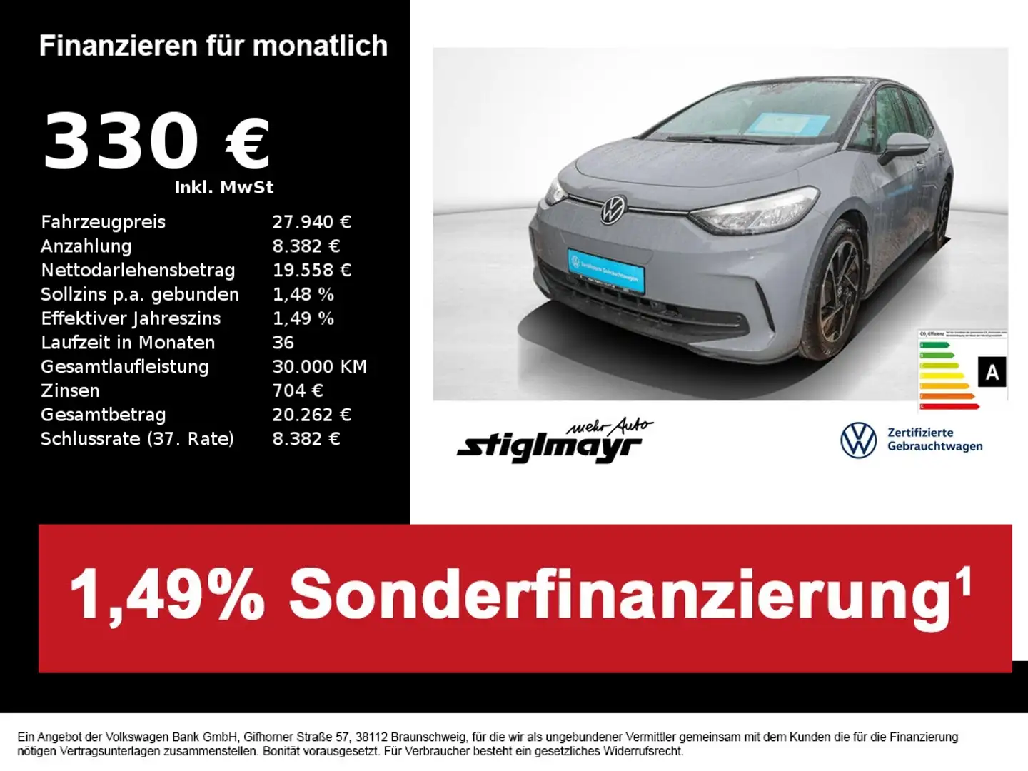 Volkswagen ID.3 Pro 62-kWh+ACC+KAMERA+LED+NAVI Gris - 1