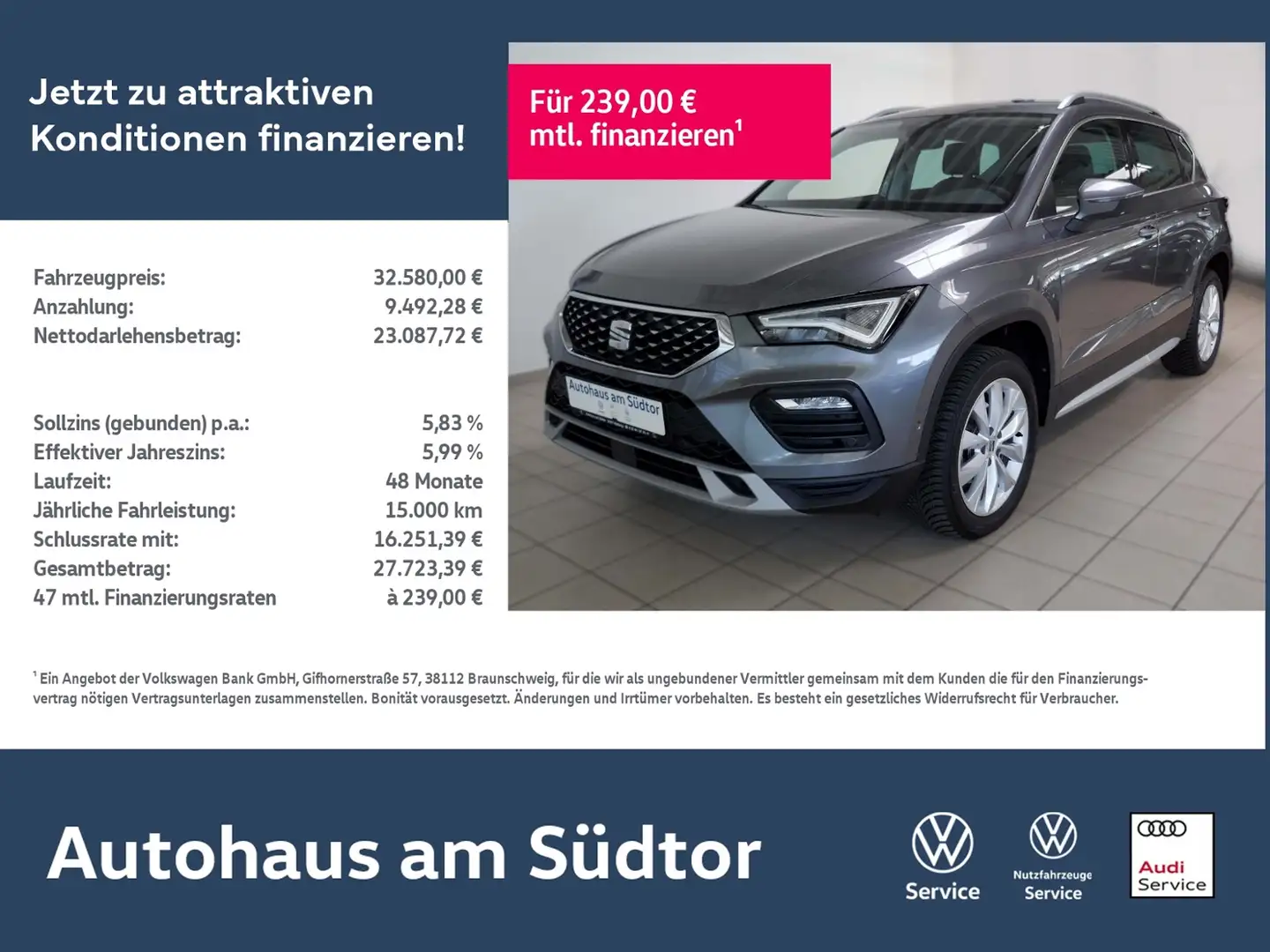 SEAT Ateca Xperience 1.5 TSI | LED AHK RFK ACC Grau - 1
