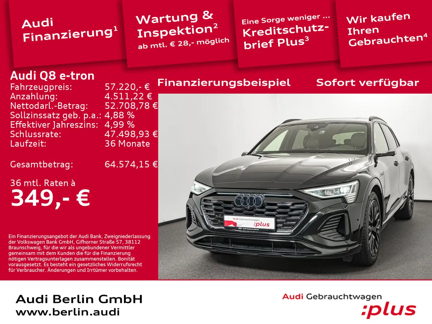 Audi Q8 e-tron 55 qu.S line MATRIX AIR 360°K HUD PANO Schwarz - 1