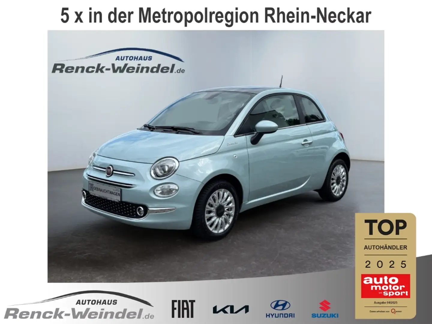 Fiat 500 Dolcevita Mild Hybrid Panorama Navi Apple CarPlay Groen - 1