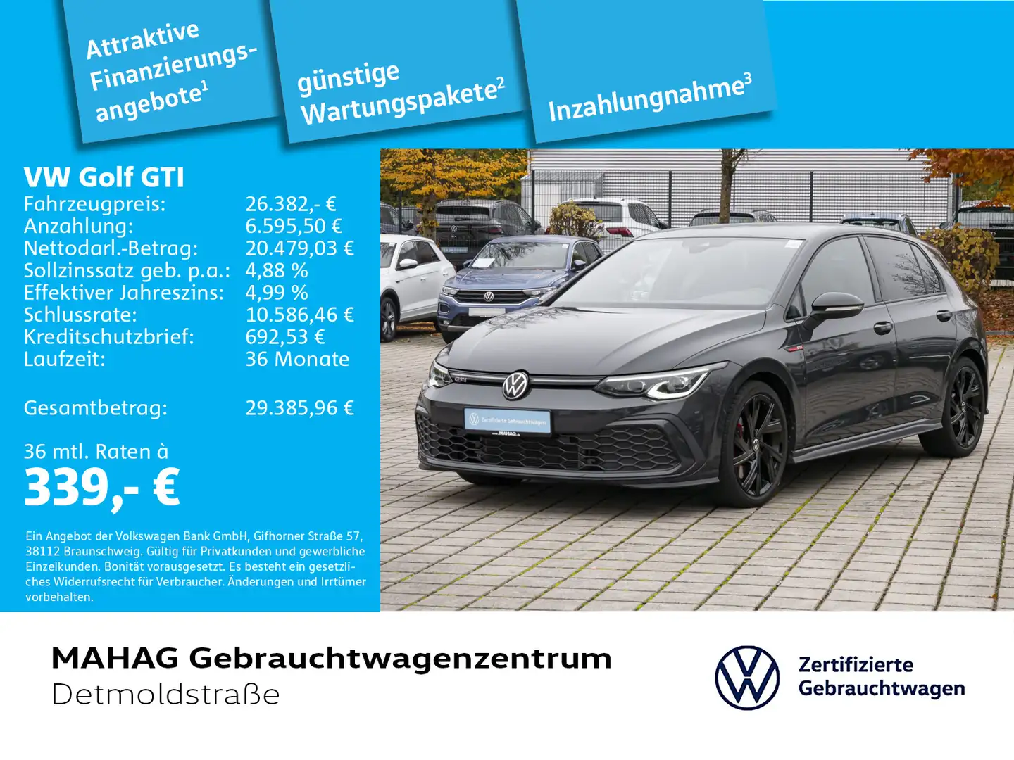 Volkswagen Golf GTI Golf VIII GTI 2.0 TSI BlackStyle Navi LED+ DAB+ Grau - 1