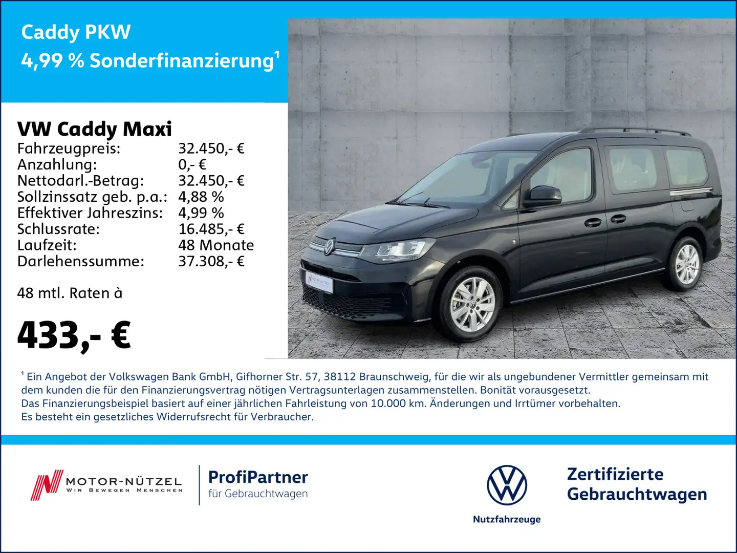 Volkswagen Caddy 2.0TDI DSG LIFE NAV+ACC+SHZ+2xPDC+DAB Schwarz - 1