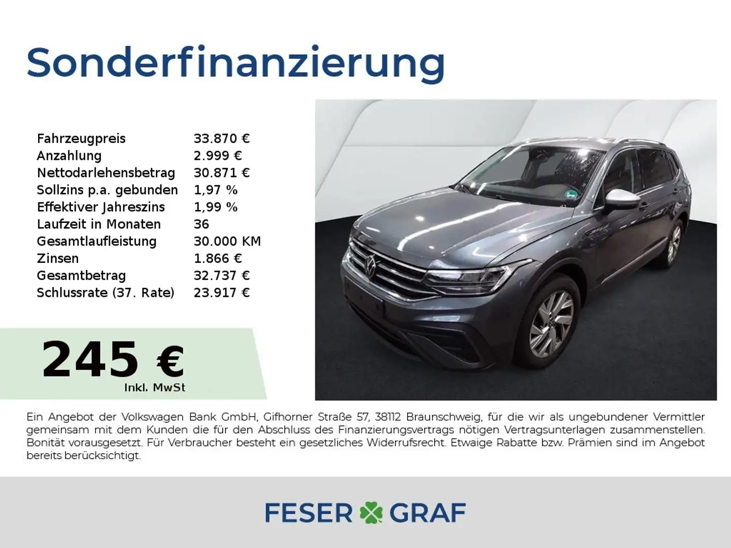 Volkswagen Tiguan Allspace LIFE 1.5TSI 110kW DSG 7Sitze AHK Grau - 1