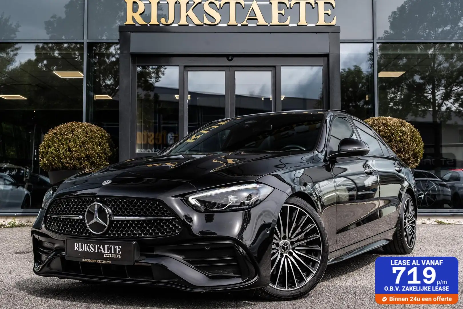 Mercedes-Benz C 200 C200 AMG|PANO|LEDER|CAMERA|ACC|SFEERV.|19' Zwart - 1