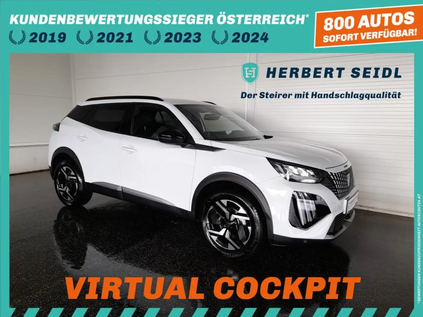 Peugeot 2008 ALLURE 130 Aut *VOLL LED / NAVI / VIRTUELL / TEILLEDER / KLIMAAUTOMATIK / SITZHEIZUNG* Weiß - 1