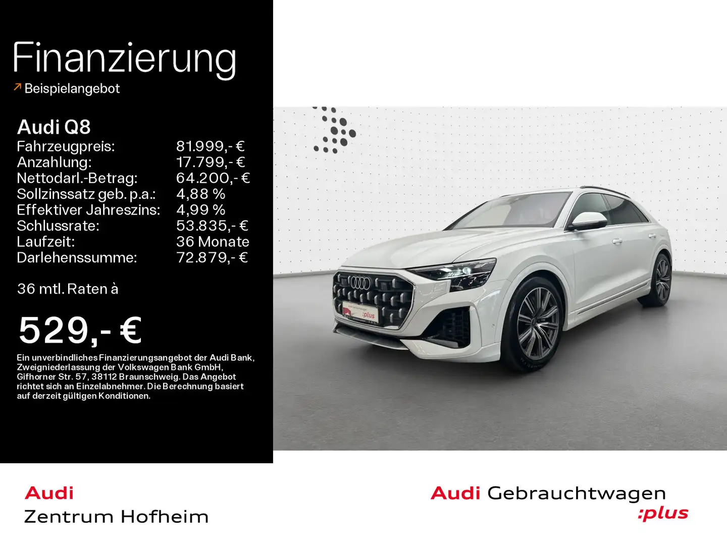 Audi Q8 55 TFSIe qu S line tip*Air*B&O*HUD*Matrix*Vir Weiß - 1