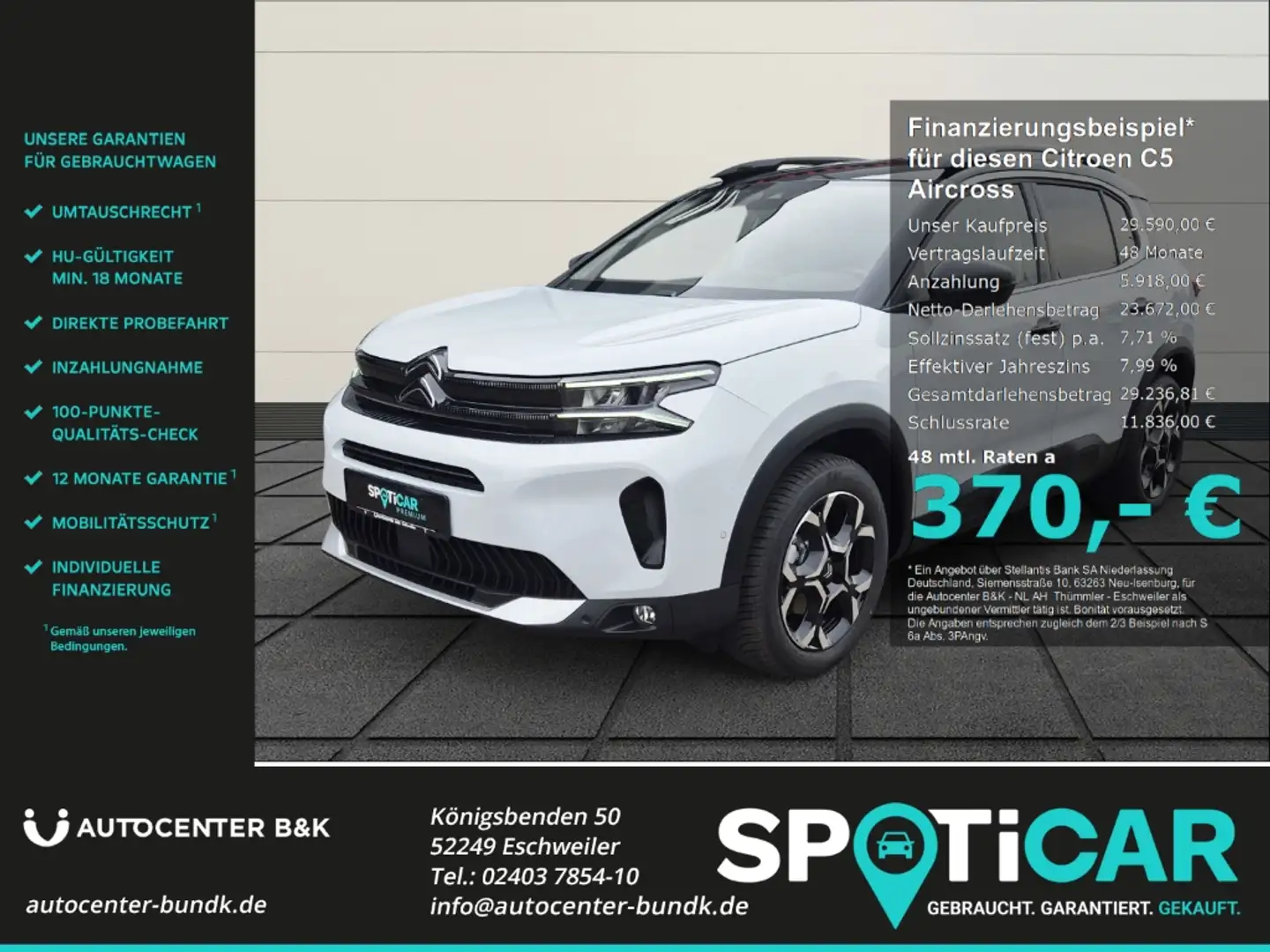 Citroen C5 Aircross BlueHDi 130 EAT8 Max Navi GJR Apple CarPlay Androi Blanc - 1