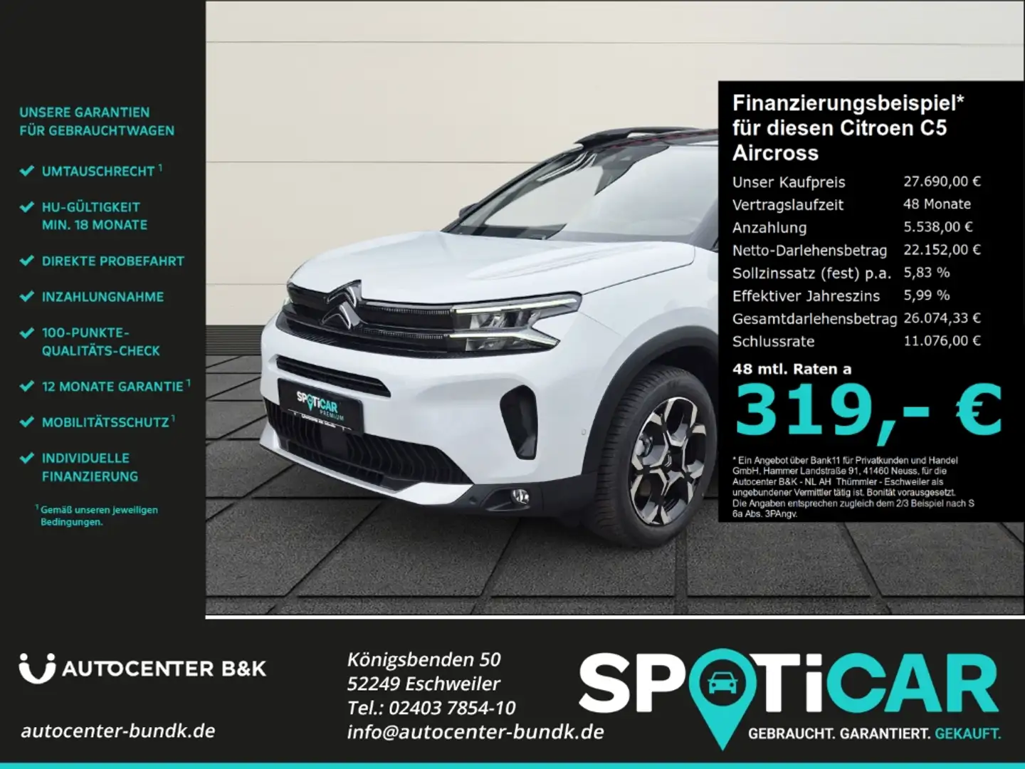 Citroen C5 Aircross BlueHDi 130 EAT8 Max Navi GJR Apple CarPlay Androi Weiß - 1