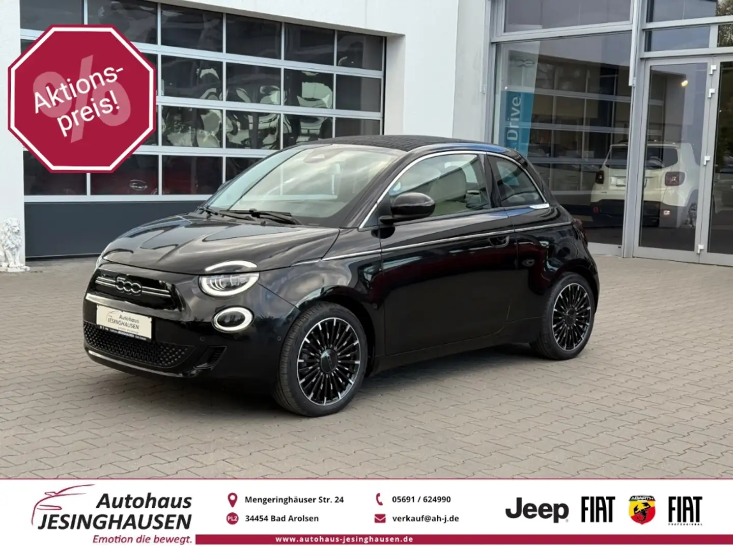 Fiat 500e La Prima Cabrio+Navi+Rückfahrkam.+LED+Sitzheiz. Noir - 1