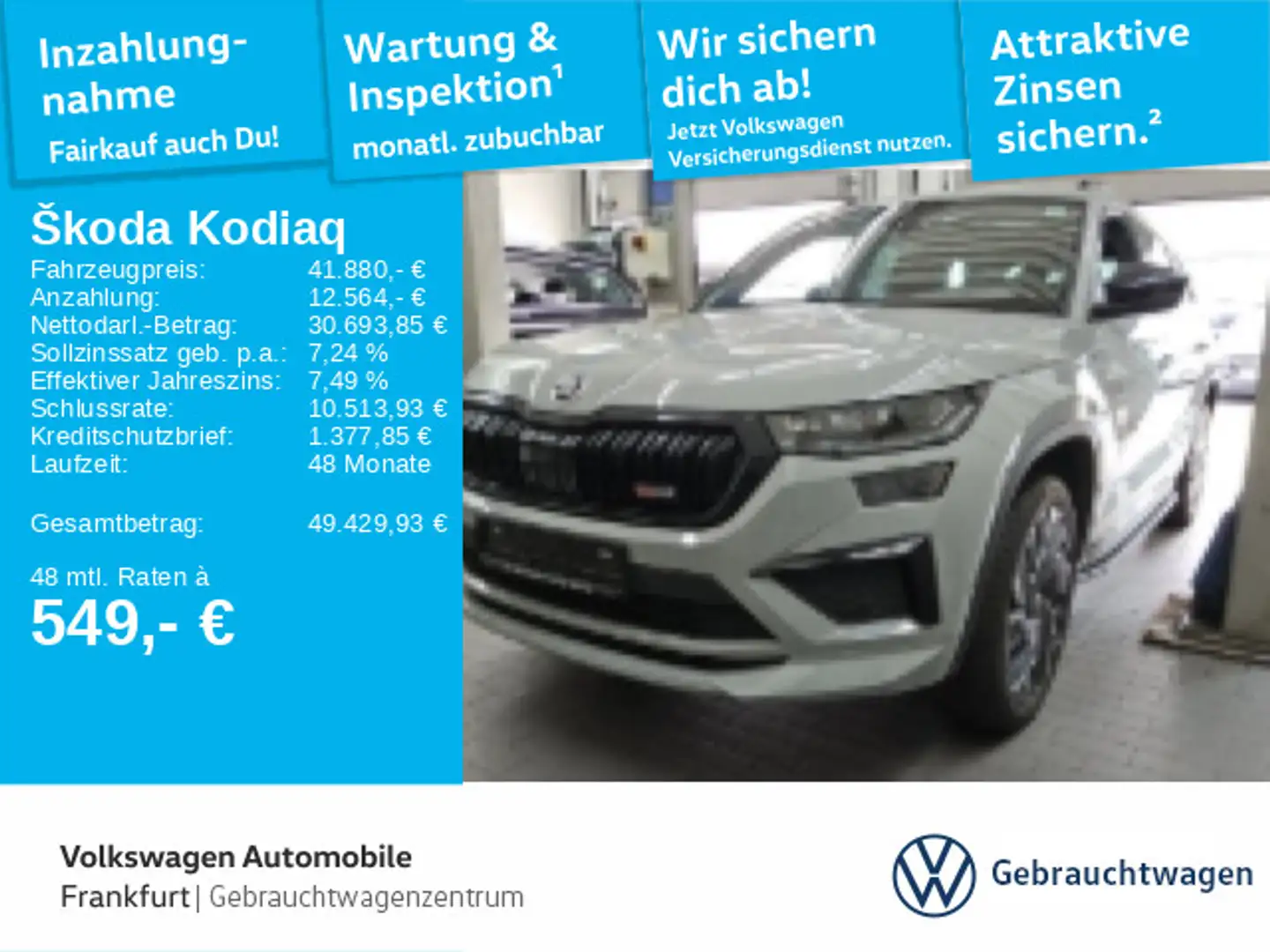 Skoda Kodiaq 2.0 TSI DSG 4x4 RS Navi LED Grau - 1