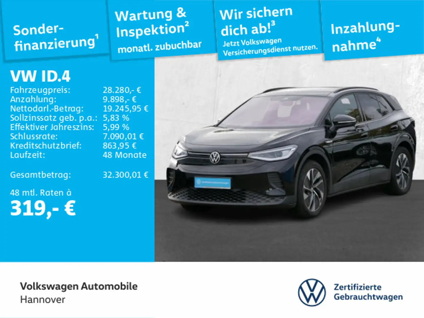Volkswagen ID.4 Pro Performance Navi IQ.Light Kamera PDC SH Schwarz - 1