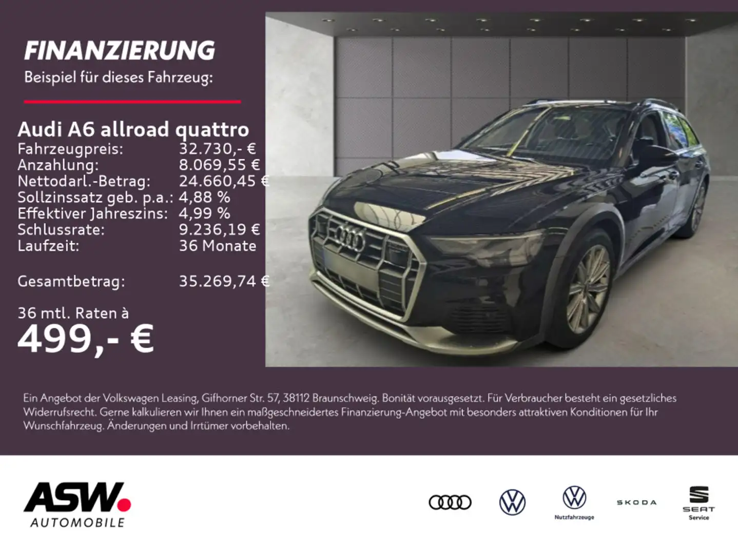 Audi A6 allroad 45TDI Navi LED AHK RFK ACC VC Noir - 1