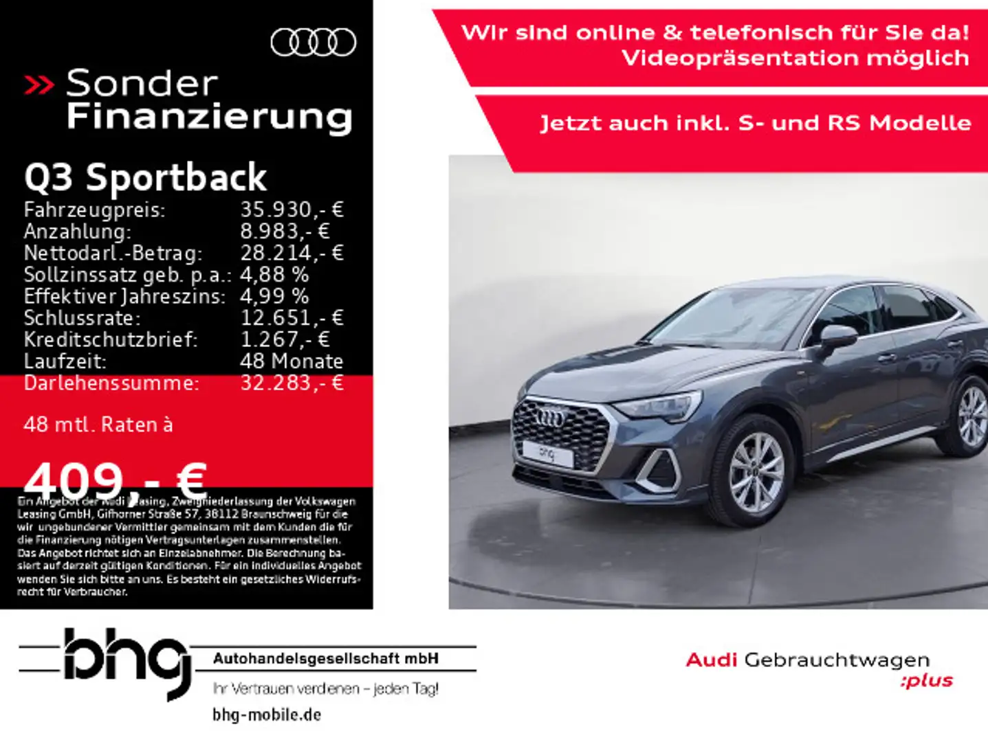 Audi Q3 S line 35 TDI quattro Klima Navi Grau - 1