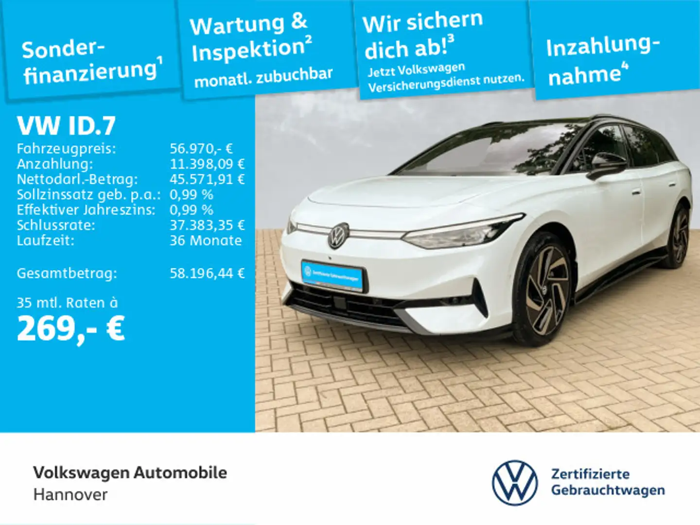 Volkswagen ID.7 Tourer Pro S Navi Pano AHK WP Harman Travel Weiß - 1