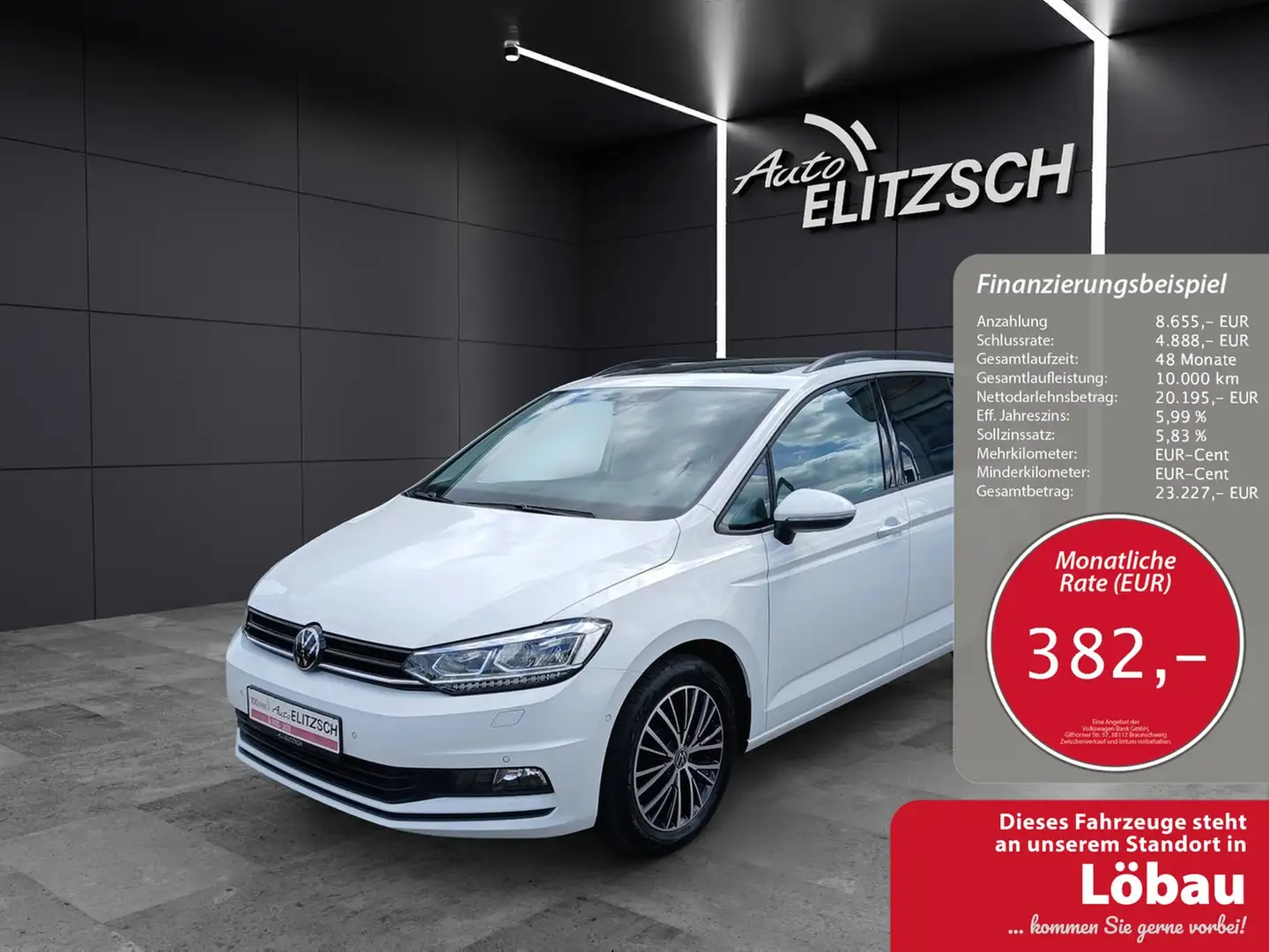 Volkswagen Touran TDI Highline DSG AHK Pano Kamera Weiß - 1