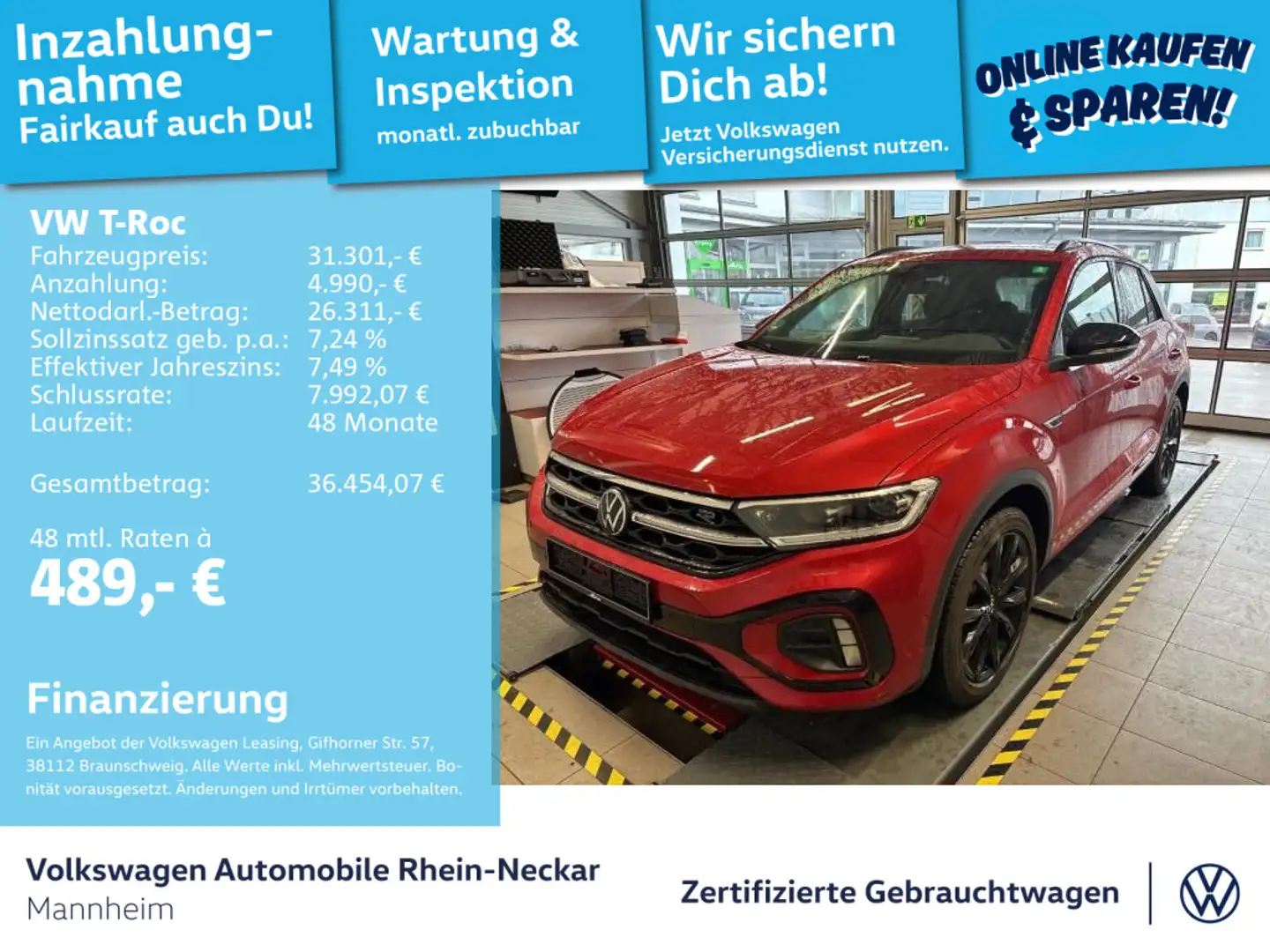 Volkswagen T-Roc 2.0 TSI R-Line DSG 4Motion Navi AHK Kamera Rot - 1